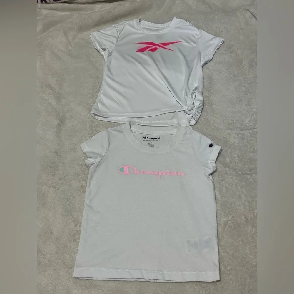 Champion / Reebok Short-Sleeve T-Shirt Lot White & Pink | Toddler Girl Size 3T